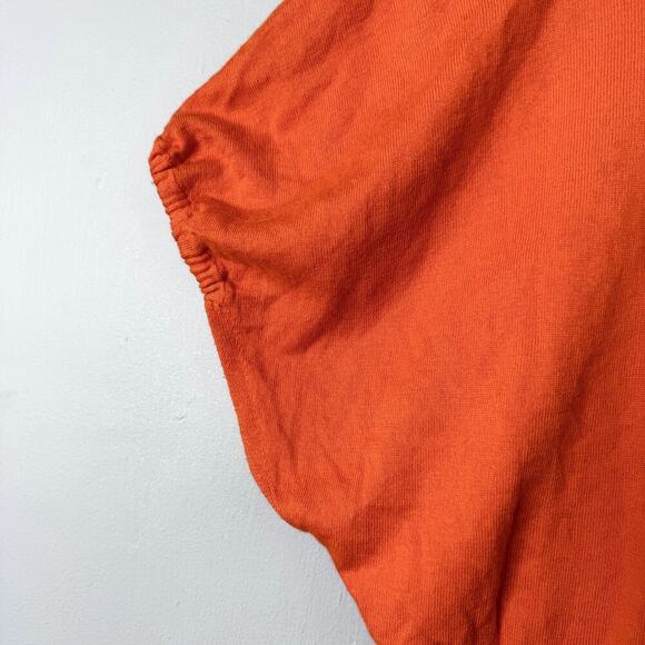 Anthro Moth Pullover Dolman Batwing Orange Silk Blend Short Sleeve Sweater Sz M - Picture 9 of 11